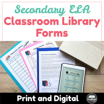 Preview of Secondary ELA Classroom Library Forms - Permission slip - Book Recommendations