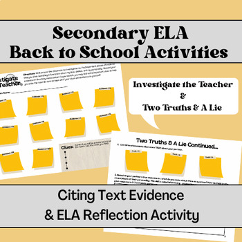 Preview of Secondary ELA: Investigate the Teacher, Two Truths & A Lie (Back to School)