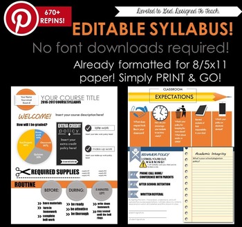 Preview of Secondary Editable Visual Syllabus PRINT & GO!