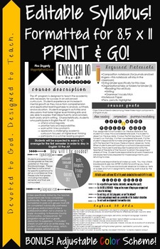 Preview of Secondary Editable Visual Syllabus PRINT & GO!