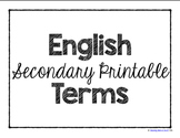Secondary Printable English Terms