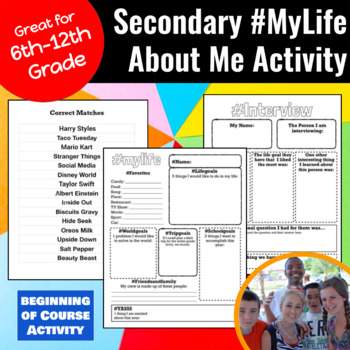 Preview of Secondary *Getting to Know You* Sheet & Activity- Beginning of the Year #MYLIFE