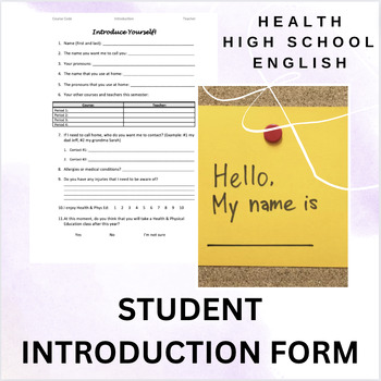 Preview of Secondary Health & Physical Education Introduction Form (English)