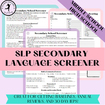 Preview of Secondary Language Screener for SLPs (Middle School/High School)