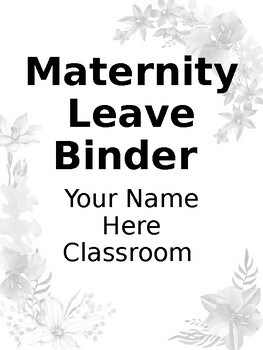 Preview of Secondary Maternity Leave Binder