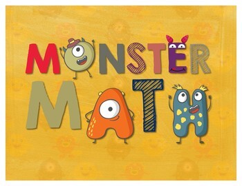 Preview of Math Terms, Vocabulary & Definitions - Set of 25 Monster Math Themed Posters