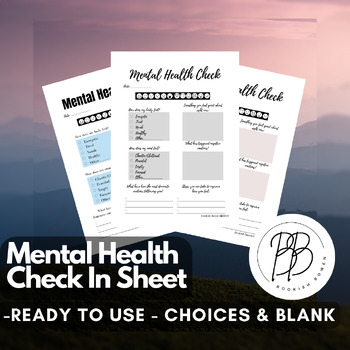 Preview of High School - Mental Health Check In Worksheet - SEL Reflection Page - Secondary