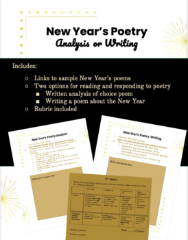 Preview of Secondary New Year's Poetry: Analyzing or Writing Poetry