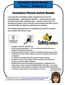 Preview of Secondary Physics Safety Bundle