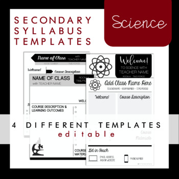 Preview of Secondary Science Syllabus Templates (EDITABLE) 4 Versions