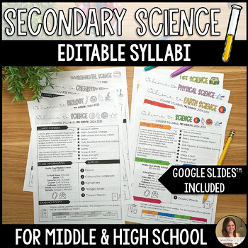 Preview of Secondary Science Syllabus Templates - Middle School & High School - Editable