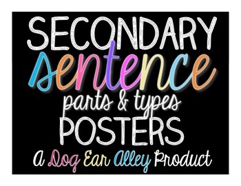 Preview of Secondary Sentence Types and Parts Posters