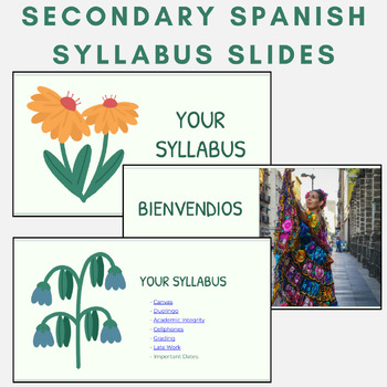 Preview of Secondary Spanish Syllabus Slides - Editable