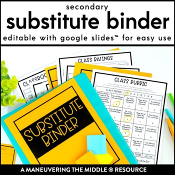 Preview of Substitute Binder - Secondary Teacher Binder for Subs