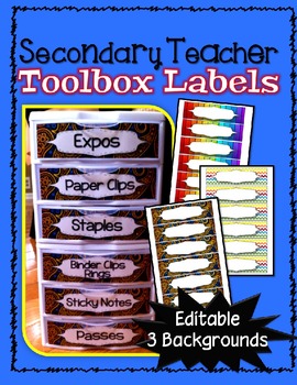 Preview of Free Editable Secondary Teacher Toolbox Labels