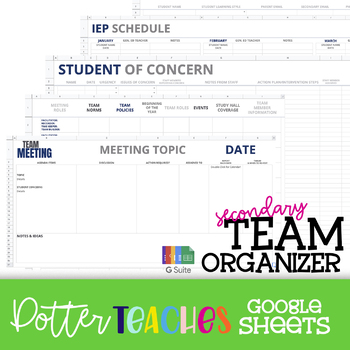 Preview of Secondary Team Organizer | Google Sheets, Google G Suite, YAG, Teacher Planner