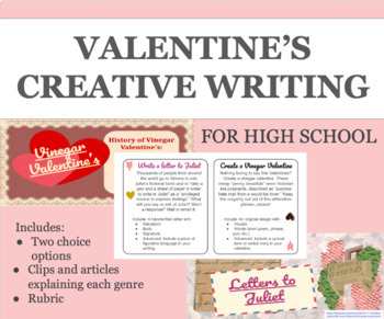 Preview of Secondary Valentine's Creative Writing Project