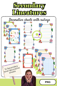 Preview of Secondary worksheets | Writing sheet | Decorative sheets