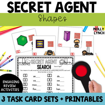 Preview of Shapes Review Games Center Activity | Secret Agent Shapes