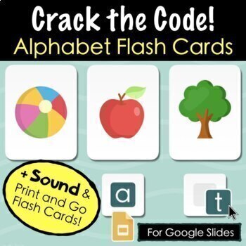 Preview of Secret CVC Words  Alphabet Flash Cards With Sound - Google Slides + Print and Go