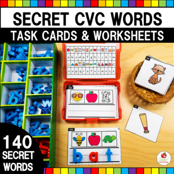 Preview of Secret CVC Words | Break the Code Task Cards | Science of Reading