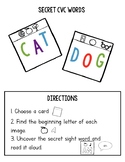 Secret Code CVC Word Cards (SHORT E ONLY)