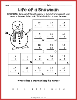 secret code christmas math riddle worksheets by puzzles to print