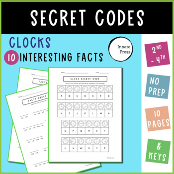Preview of Secret Code Clocks Telling Time to the Nearest Five Minute w/ Facts 2nd 3rd 4th