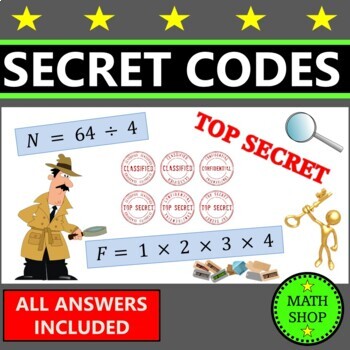 Preview of Secret Code Math Crack the Code Math Code Breakers End of the Year Activities