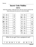 Secret Code Math Riddles (Addition & Subtraction) Set 6