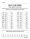 Secret Code Math Riddles BUNDLE Sets 1, 2, & 3 (Addition &