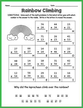 secret code saint patrick math riddle worksheets by puzzles to print