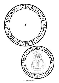 christmas secret code wheel upper and lower case alphabet jumbled