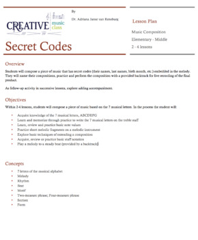 Preview of Secret Codes Music Composition Lesson Plan Audio File