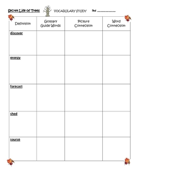 Secret Life of Trees Activities and Printables for Harcourt Trophies