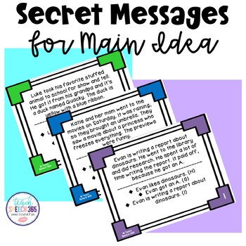 Preview of Secret Messages for Main Idea for Speech Therapy