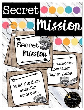 Preview of Secret Mission Cards - Kindness, Polite, Random Acts of Kindness, Class Culture