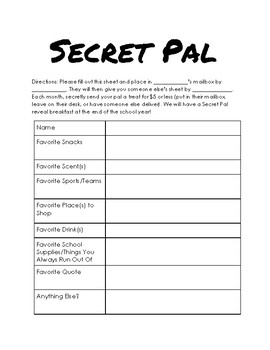 Results for secret pal reveal | TPT
