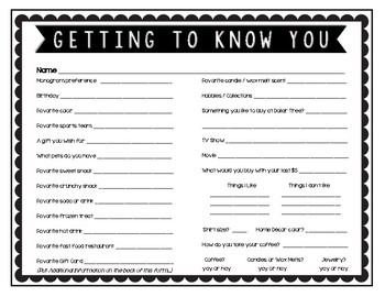 Preview of Secret Pal / Secret Sister "Getting to Know You" Information Form FREEBIE