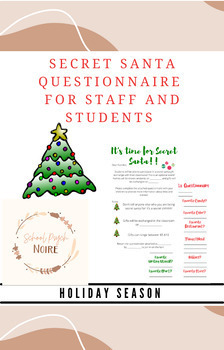 Preview of Secret Santa Forms- Questionnaire and Letters (Students and Families)