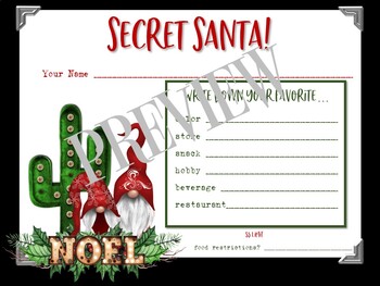 secret santa printable cards