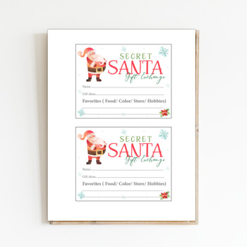 Secret Santa Gift Exchange_5.5 x 4.25 by Kiddie Resources | TPT