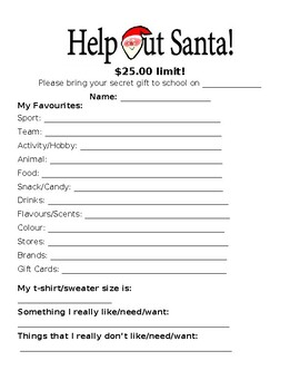 Secret Santa Handout by Jasmine Katherine | TPT