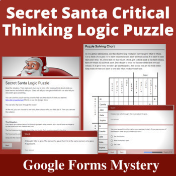 Preview of Secret Santa Logic Puzzle Distance Learning Activity