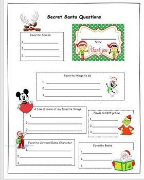 Secret Santa Questionnaire amigo Secreto Printable PDF Instant Download  spanish Version 