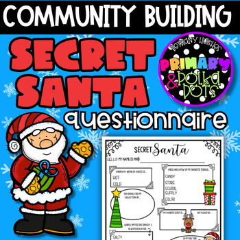 Preview of Secret Santa Questionnaire | Community Building | Random Acts of Kindness