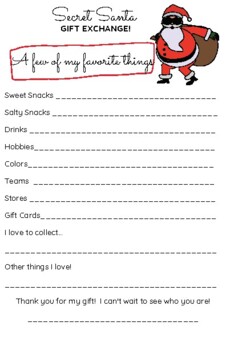 Preview of Secret Santa Questionnaire