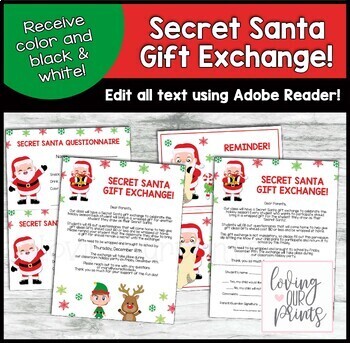 Preview of Secret Santa Questionnaire Editable, Secret Santa Form, Classroom Secret Santa