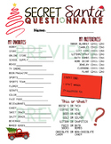 Secret Santa Questionnaire for Gift Exchange (Work or Personal