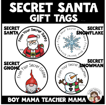 Secret Santa Gift Tags, Santa Gift Labels, Printable Santa Hat and Spy  Glasses Tags for School or Office Secret Santa Game 